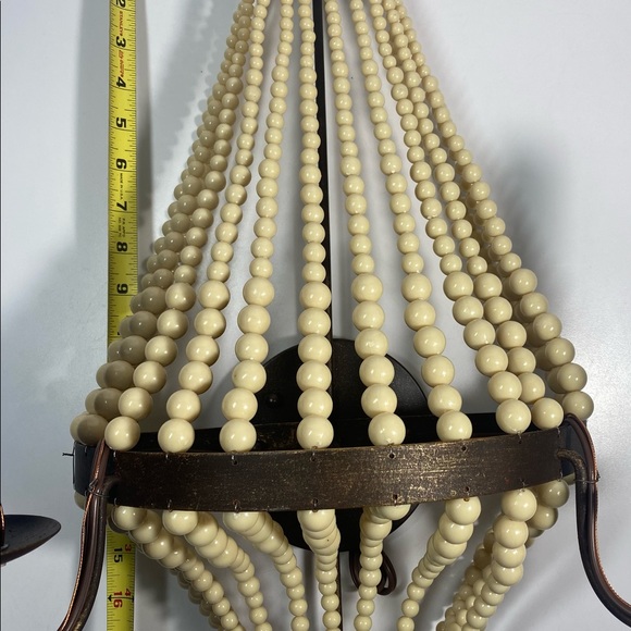 MCM Luxe Iron Beaded Wall Sconce 19 in Romantic Old World Set of 2 - Picture 9 of 11